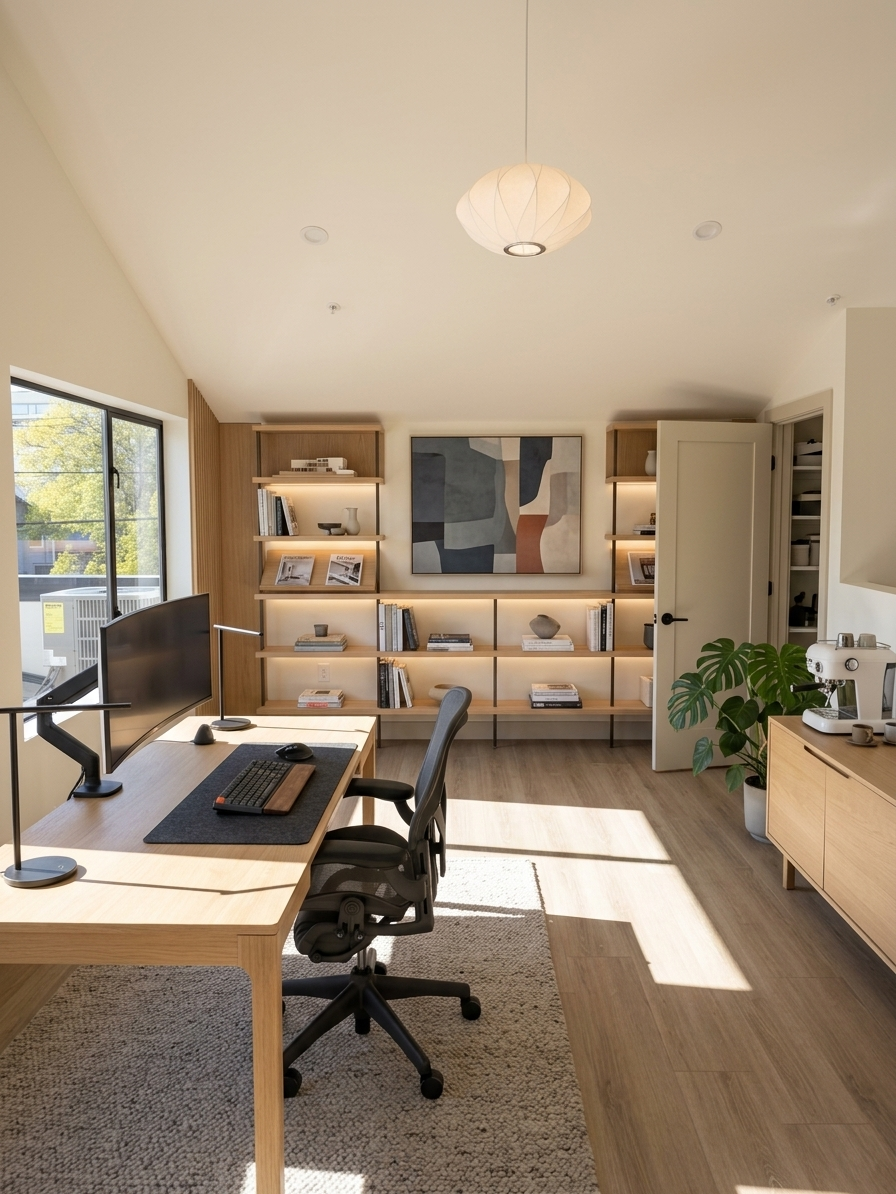 Estudio amueblado estilo moderno