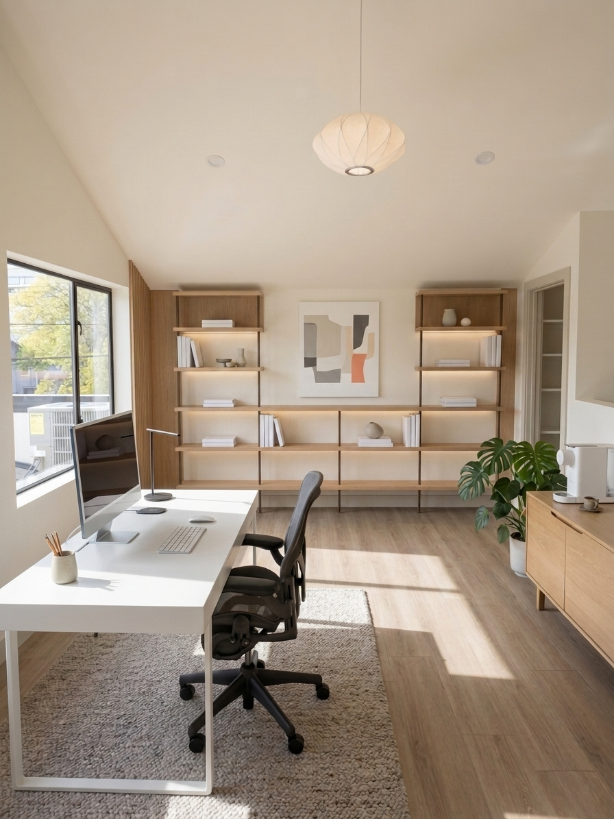 Estudio amueblado estilo minimalista