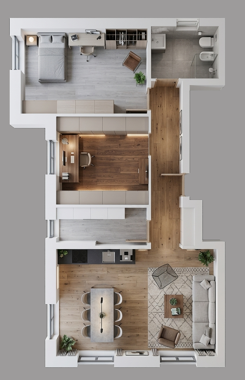 Render 3D fotorrealista de planta